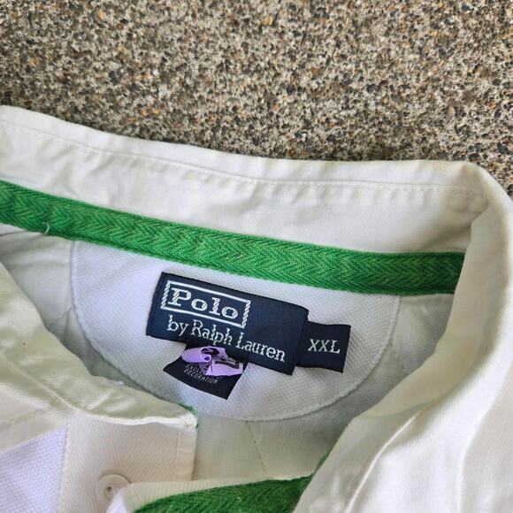 Vtg 90s POLO RALPH LAUREN Horse Logo Colorblock Stripe Padded Rugby Shirt XXL - Picture 4 of 7